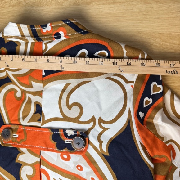 J.Crew Paisley Floral Jacket Womens 4 Orange Navy Excellent Cropped Retro 77388 - Picture 7 of 13